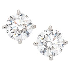 2.29 Carat Round Brilliant Cut Diamond Platinum Studs