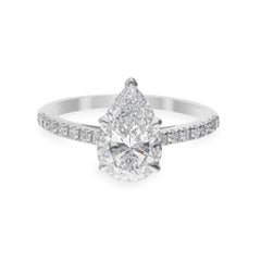 2.29 Carat SI/H Pear Cut Diamond Pave Band Engagement Ring 18k White Gold