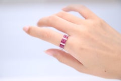 2.29 Carat Square-Cut Ruby with Diamond Accents 18K White Gold Ring