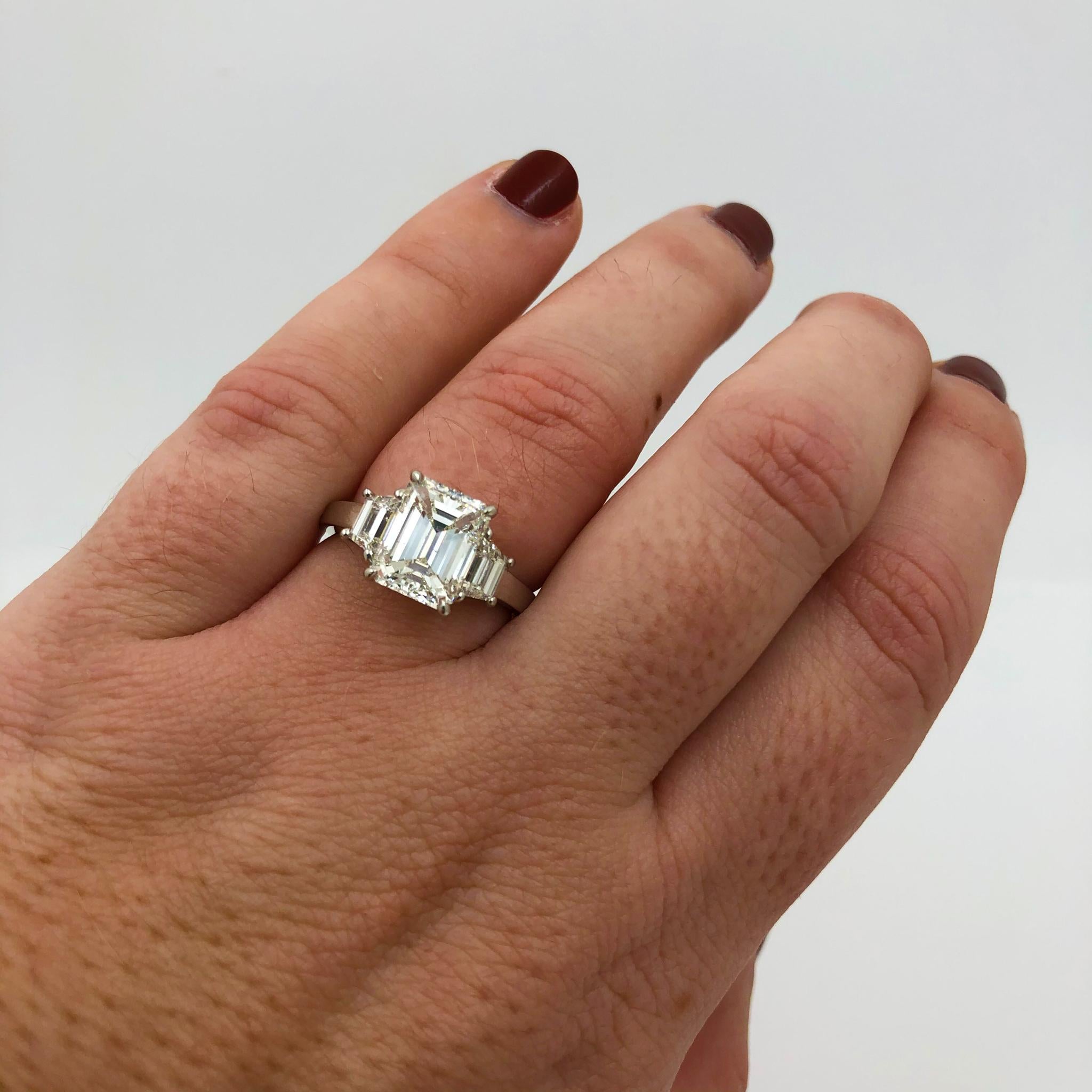 2.29 Carat Three-Stone Platinum Diamond 6