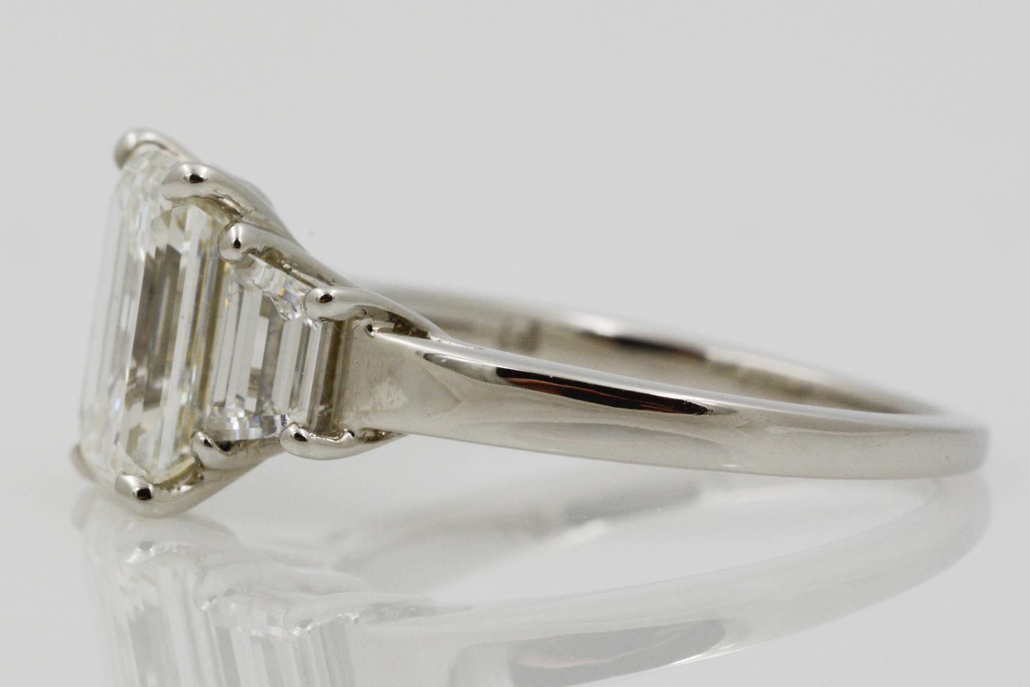 2.29 Carat Three-Stone Platinum Diamond 3