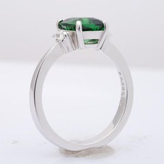 2.29 Carats Tsavorite Diamonds set in 18K White Gold Ring