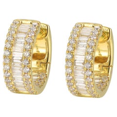 2.29 Carats Yellow Gold Diamond Hoop Earrings