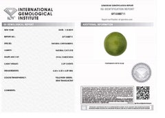 2.29 ct Cabochon Oval Chrysoberyl Cat's Eye IGI Certified