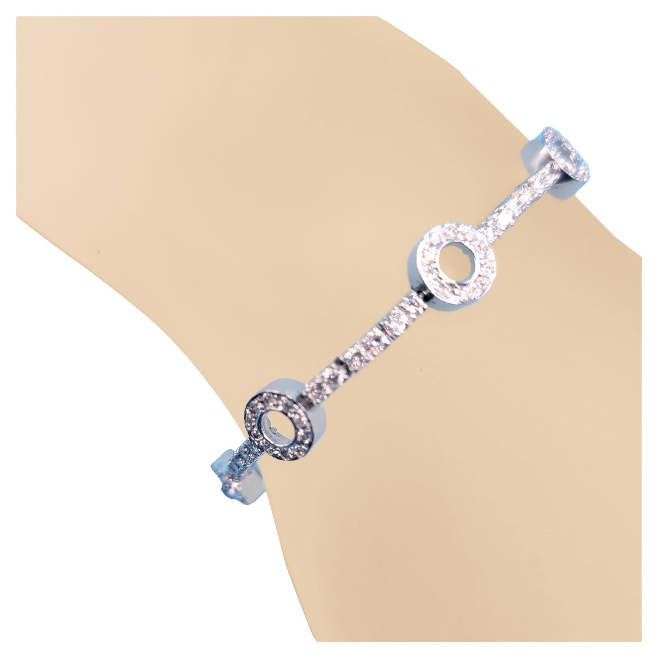 Pulsera de tenis con diamantes de oro de 14 quilates engastados con pavé de 2,29 quilates