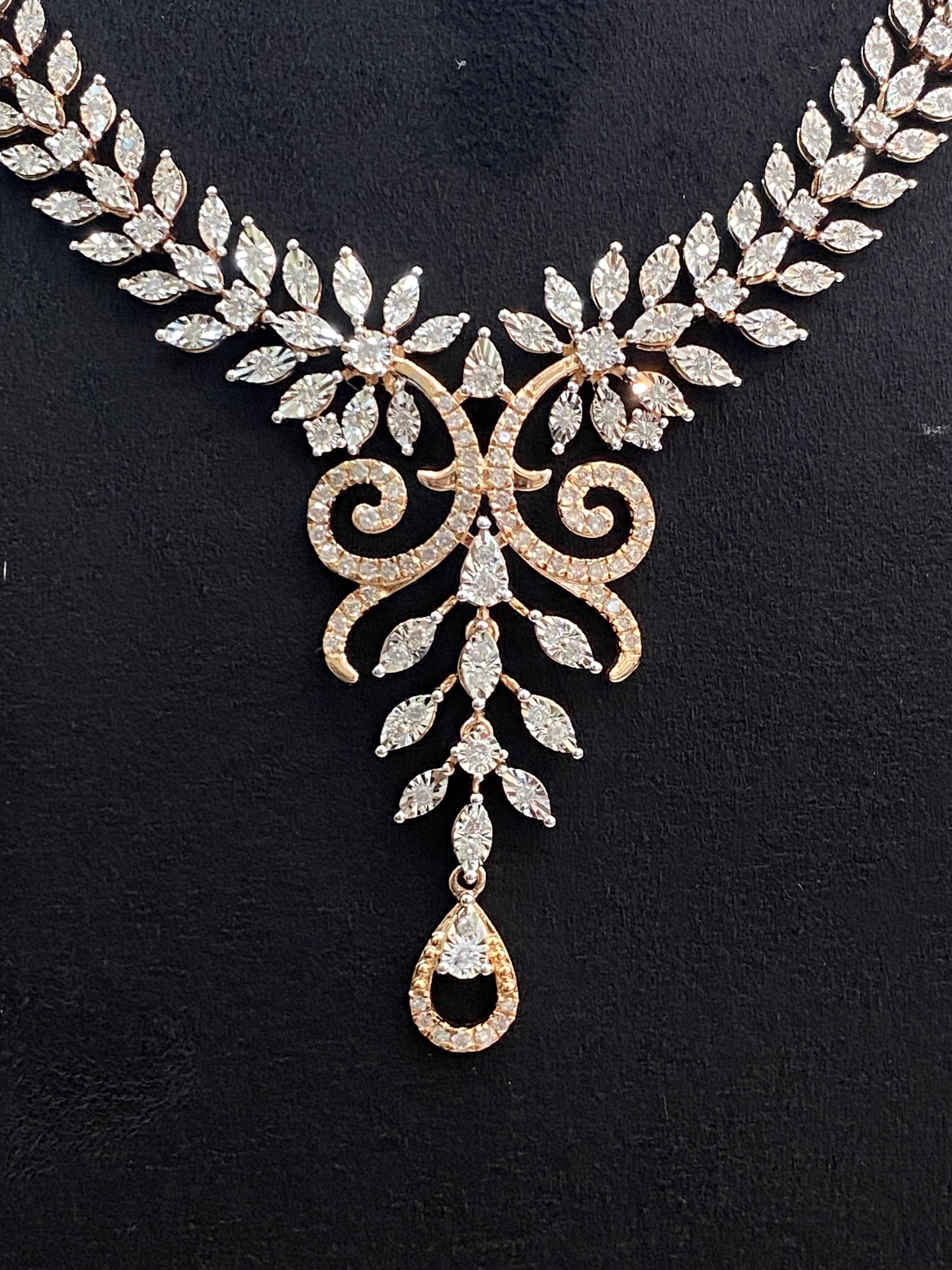 Indulge in Luxury: Stunning 2.29 Carat Round Brilliant Natural Diamond Wedding Necklace Ensemble in 14K Rose Gold - The Ultimate Gift for Every Celebration!

Specifications - 
Necklace Length : 17 Inches (Custom Length Available)

Diamond Weight :