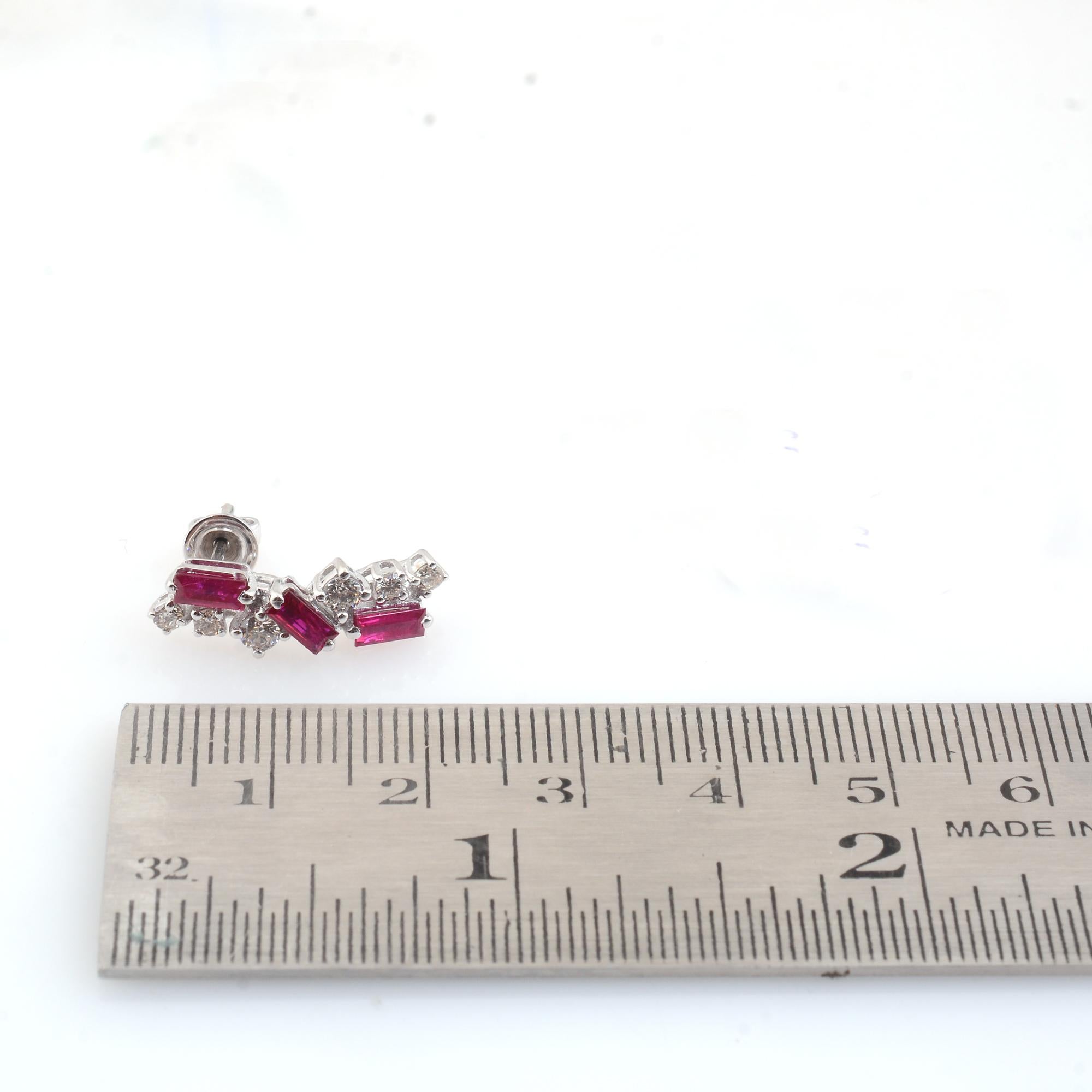 2.29 TCW Ruby Gemstone Diamond Earrings 14k White Gold Fine Handmade Jewelry For Sale 1