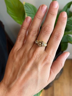 2.29 Total Carat Round Brown Diamond Bezel 3-Stone Engagement Ring