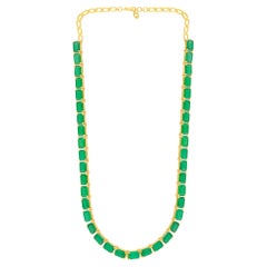 Collar gargantilla de esmeralda natural de 22,90 quilates Joyas de oro amarillo de 14k