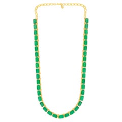 Collier ras du cou en or jaune 14 carats avec pierres précieuses naturelles et émeraudes 22,90 carats