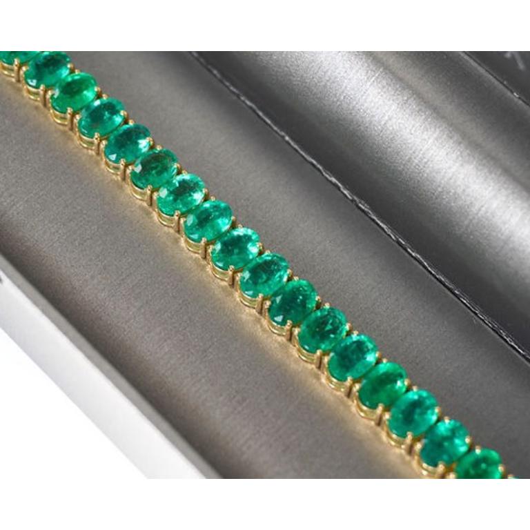 Oval Cut 22.90 Emerald Tennis Bracelet 7x5 Oval For Sale