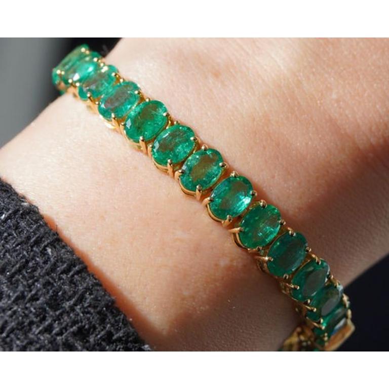 22.90 Emerald Tennis Bracelet 7x5 Oval For Sale 1