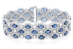 Diana M. 22.91 Carat Sapphire and 11.64 Carat Diamond Bracelet in White Gold
