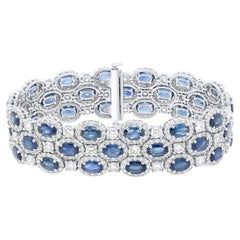 Bracelet en or blanc avec saphir de 22,91 carats et diamants de 11,64 carats