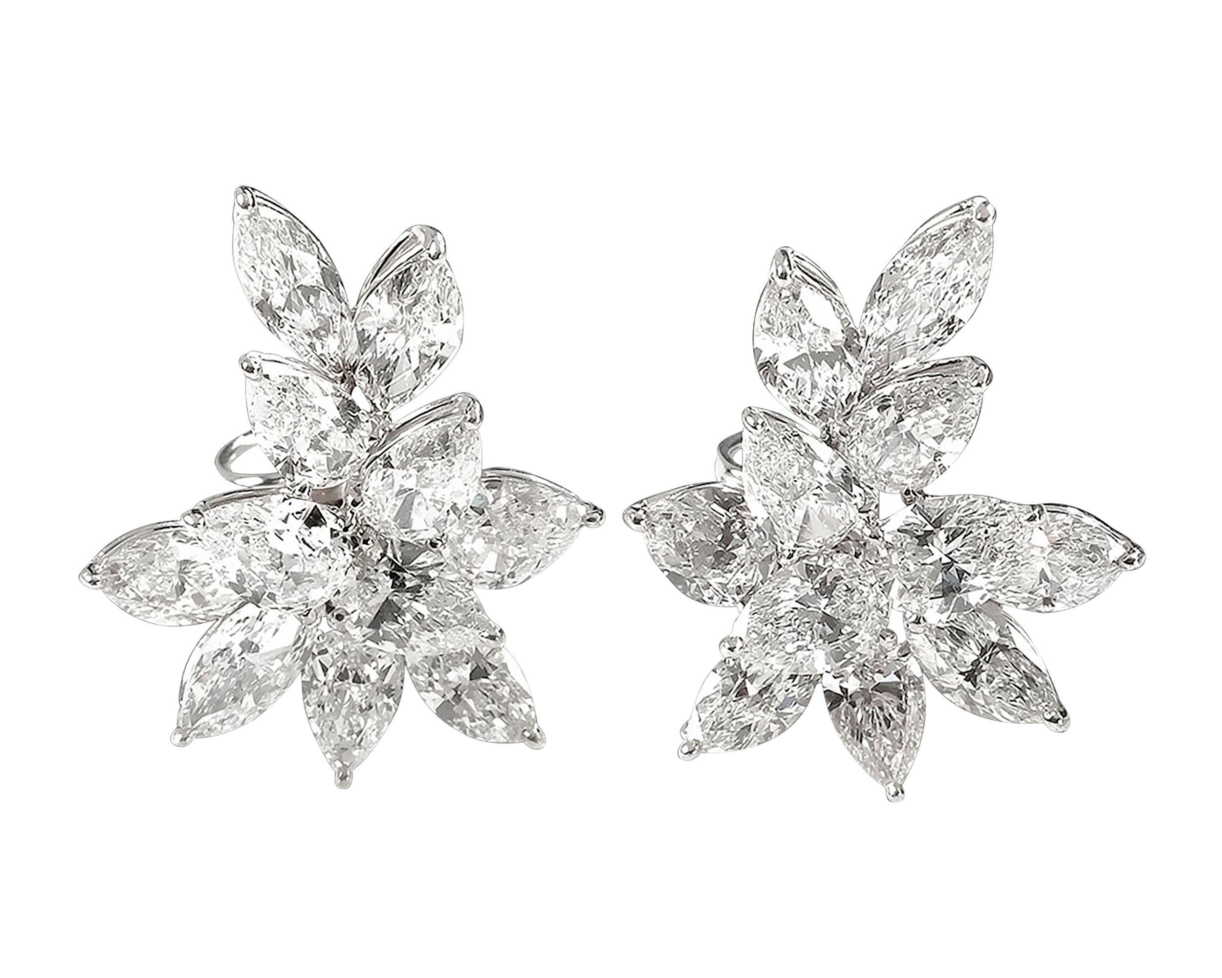 22.99 Carat GIA Certified Diamonds Platinum Cluster Earrings In Excellent Condition In New Orleans, LA