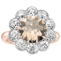 2.29ct Old Mine Fancy Pinkish Brown Diamond Rose Gold Cluster Ring by Hancocks