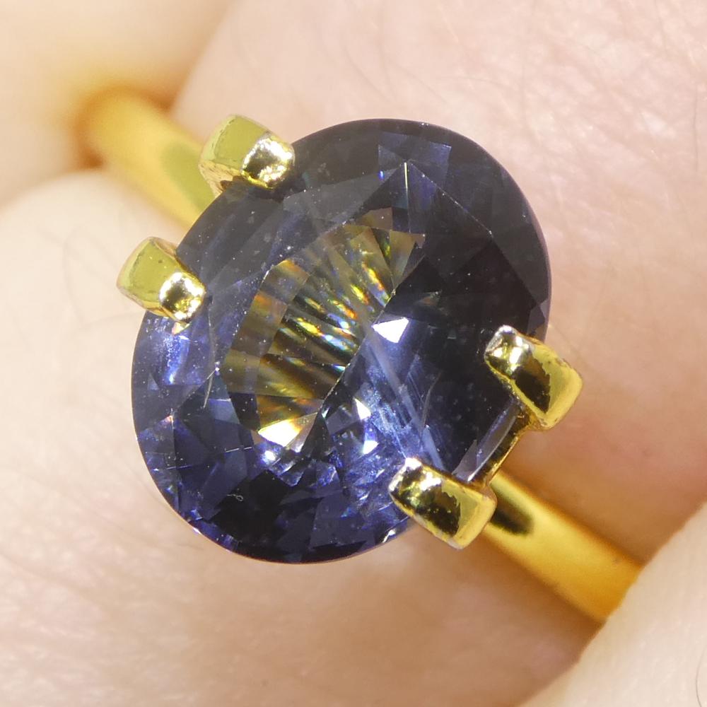 Taglio brillante 2,29ct Spinello blu ovale della Birmania non riscaldato in vendita