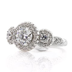 Bague de fiançailles en diamant de 2.29ct à taille ronde et brillante
