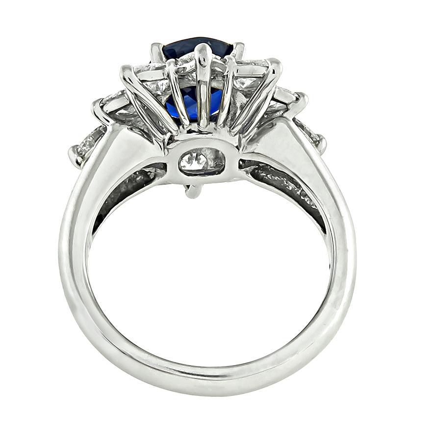 2.29ct Sapphire 1.82ct Diamond Engagement Ring In Good Condition For Sale In New York, NY