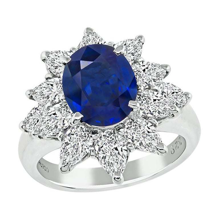 Bague de fiançailles saphir 2,29 carats diamant 1,82 carat