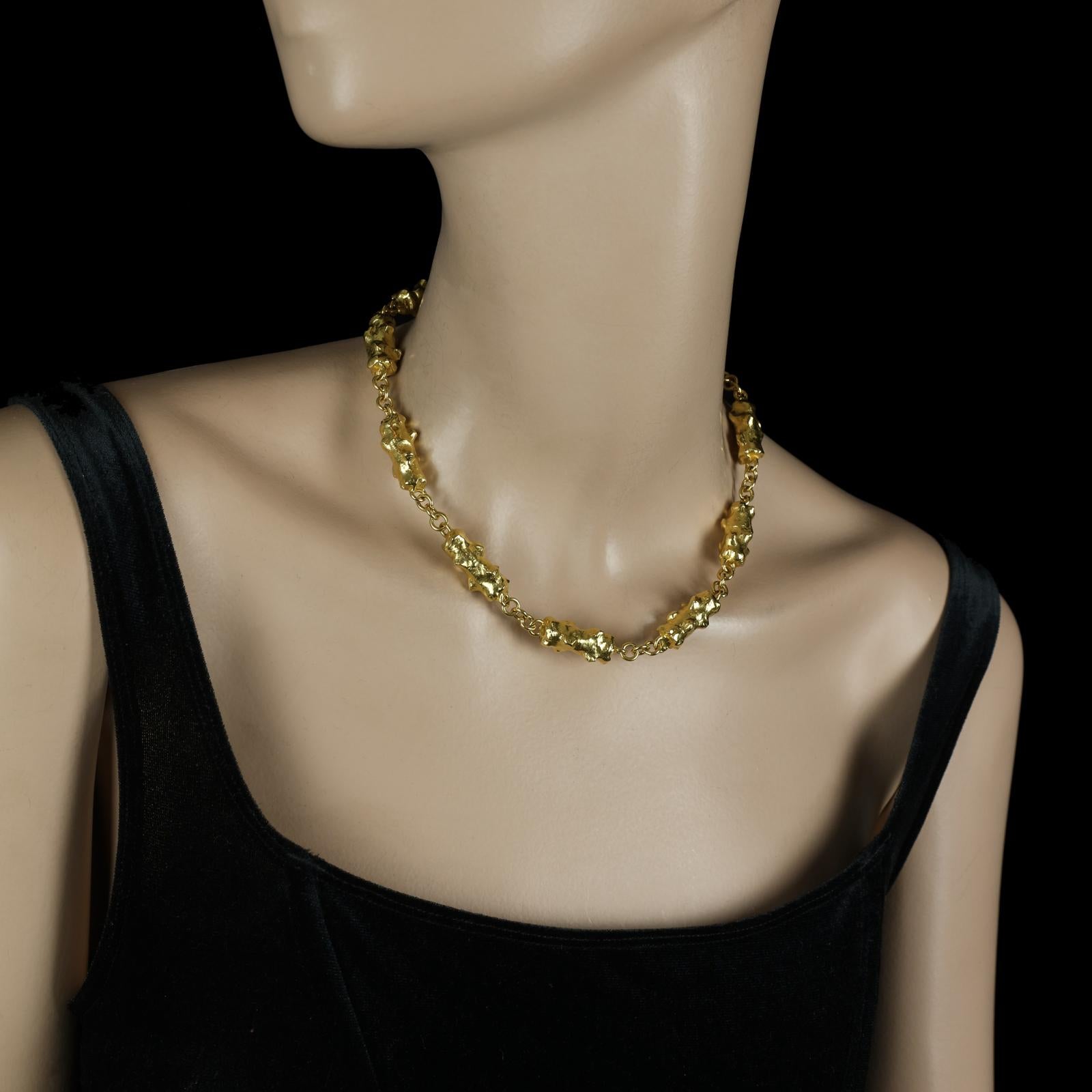 Jean Mahie 22 Carat Gold Nuggets Necklace circa 1970s In Excellent Condition In London, GB