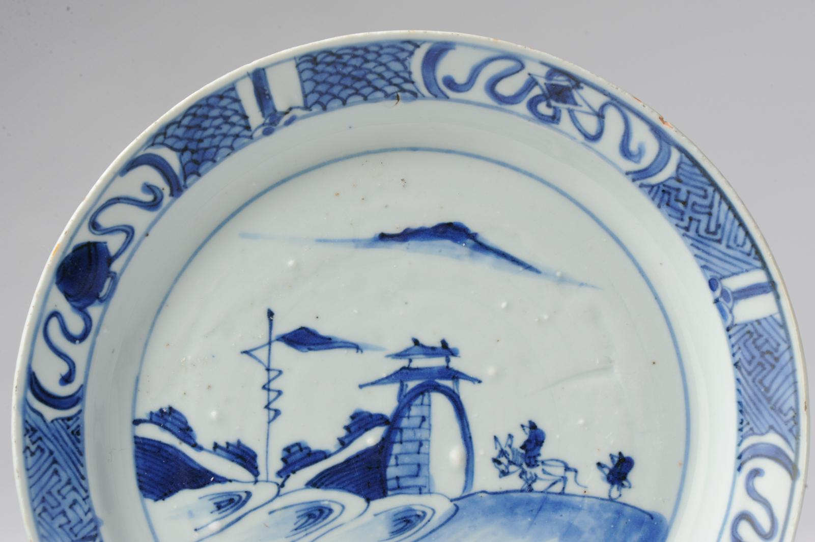 18th Century and Earlier Antique Chinese Porcelain 17th C Kosometsuke Literati City Kosometsuke For Sale