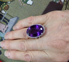 22ct Amethyst and Diamond Cluster Ring
