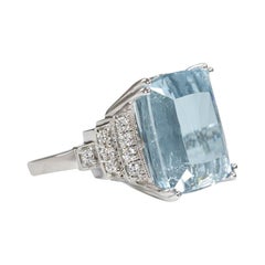 22Ct Aquamarine Diamond Cocktail Ring