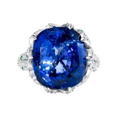 22ct Ceylon Blue Sapphire 18K White Gold Ring