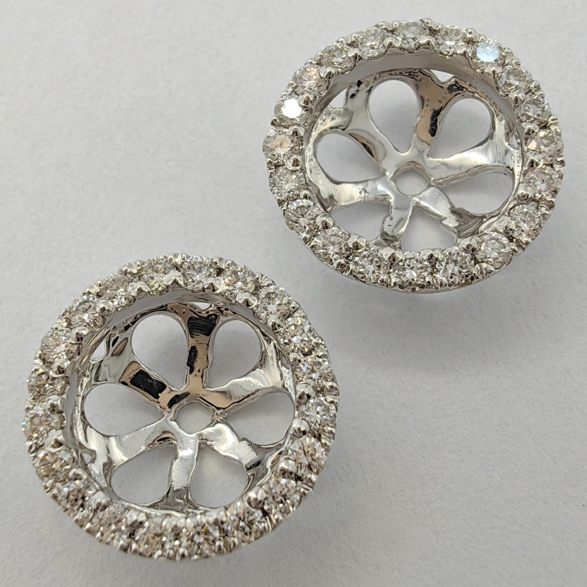 Introducing our .22ct Diamond Earring Jackets in 18K White Gold, a dazzling accessory that effortlessly elevates your earrings to a new level of elegance.

These earring jackets are adorned with 40 round brilliant-cut diamonds, totaling 0.22 carats.