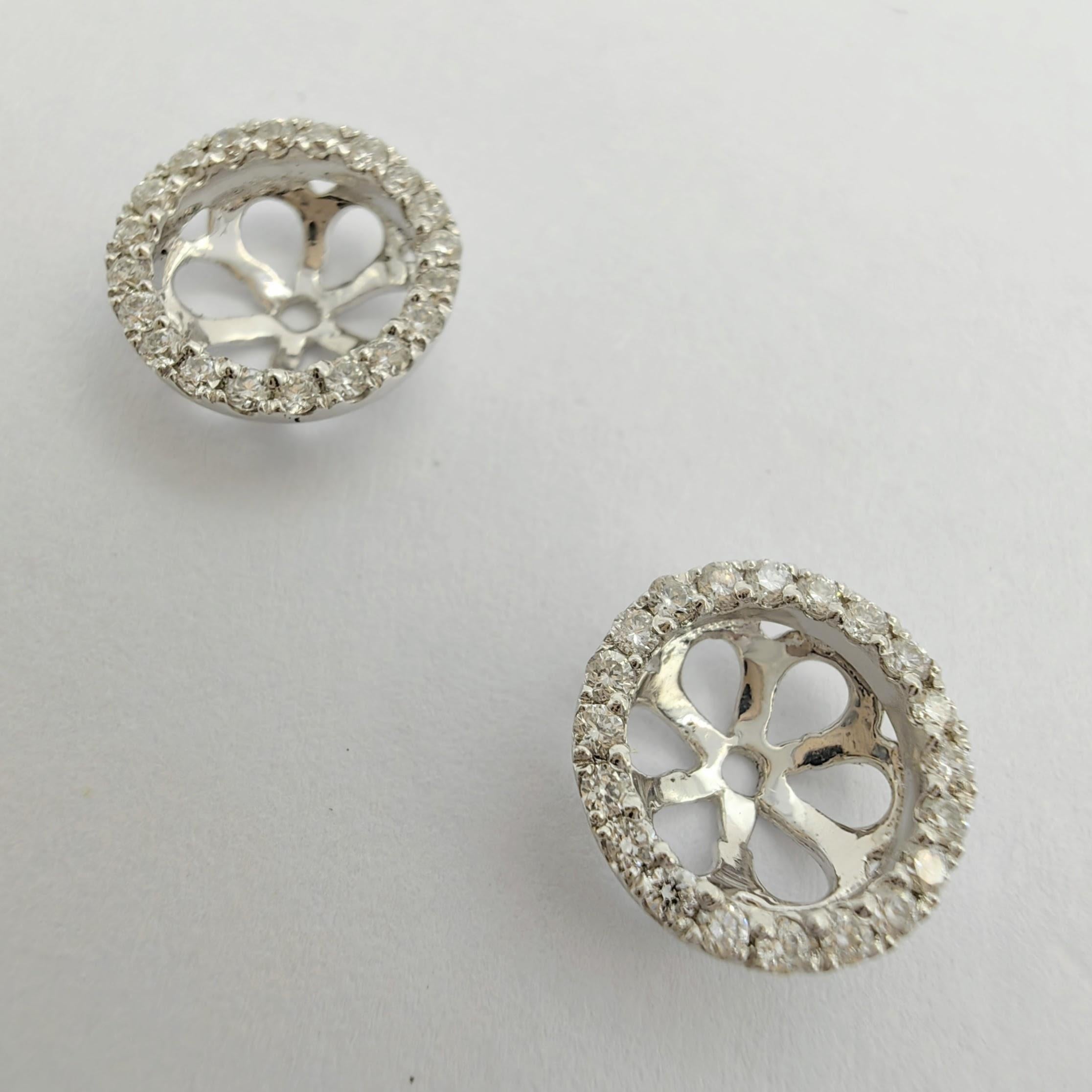 Contemporary .22ct Diamond Earring Jackets in 18K White Gold For Sale