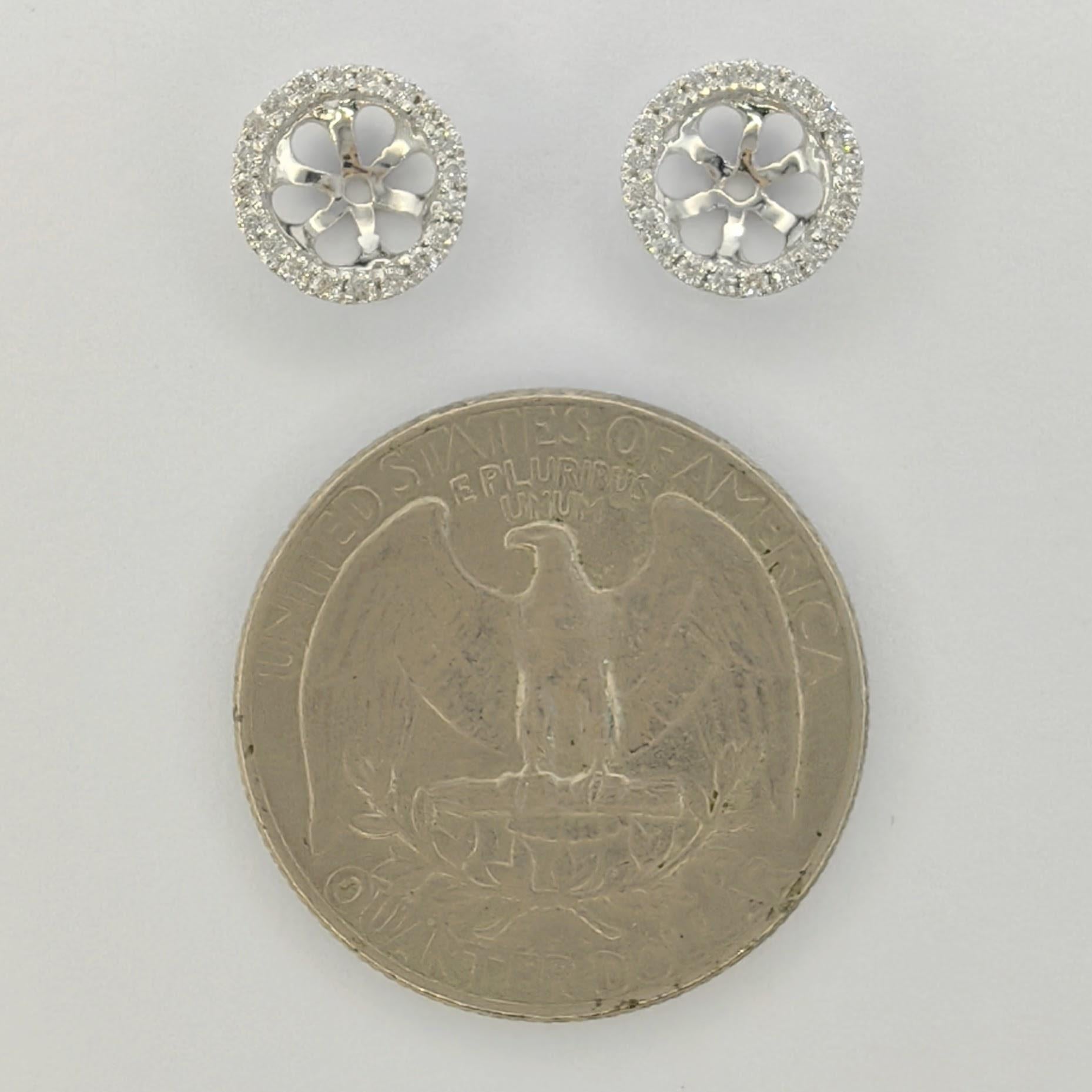 Round Cut .22ct Diamond Earring Jackets in 18K White Gold For Sale