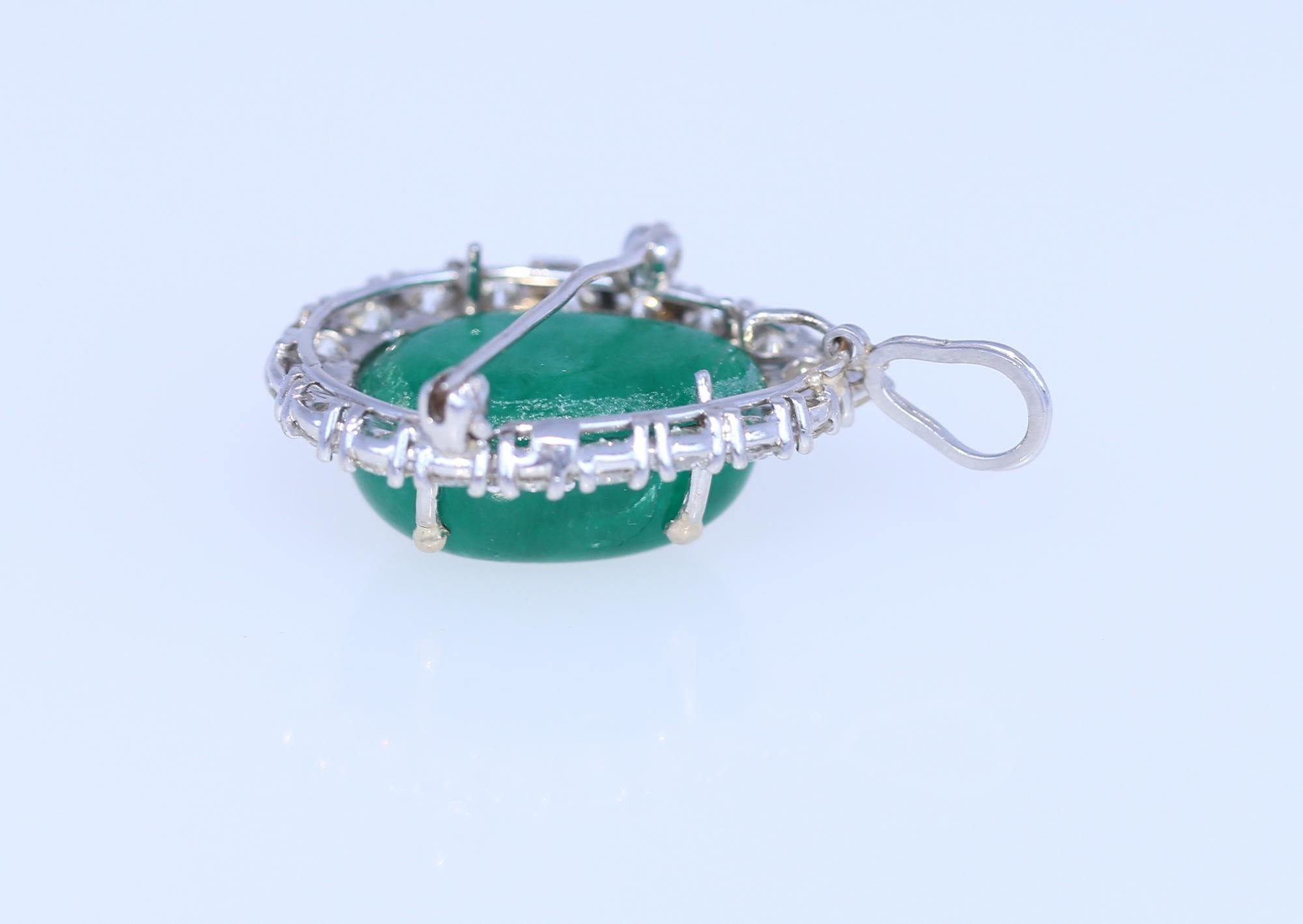 22 Carat Emerald 3 Carat Diamonds Ring Pendant Brooch Transformer Platinum, 1945 7