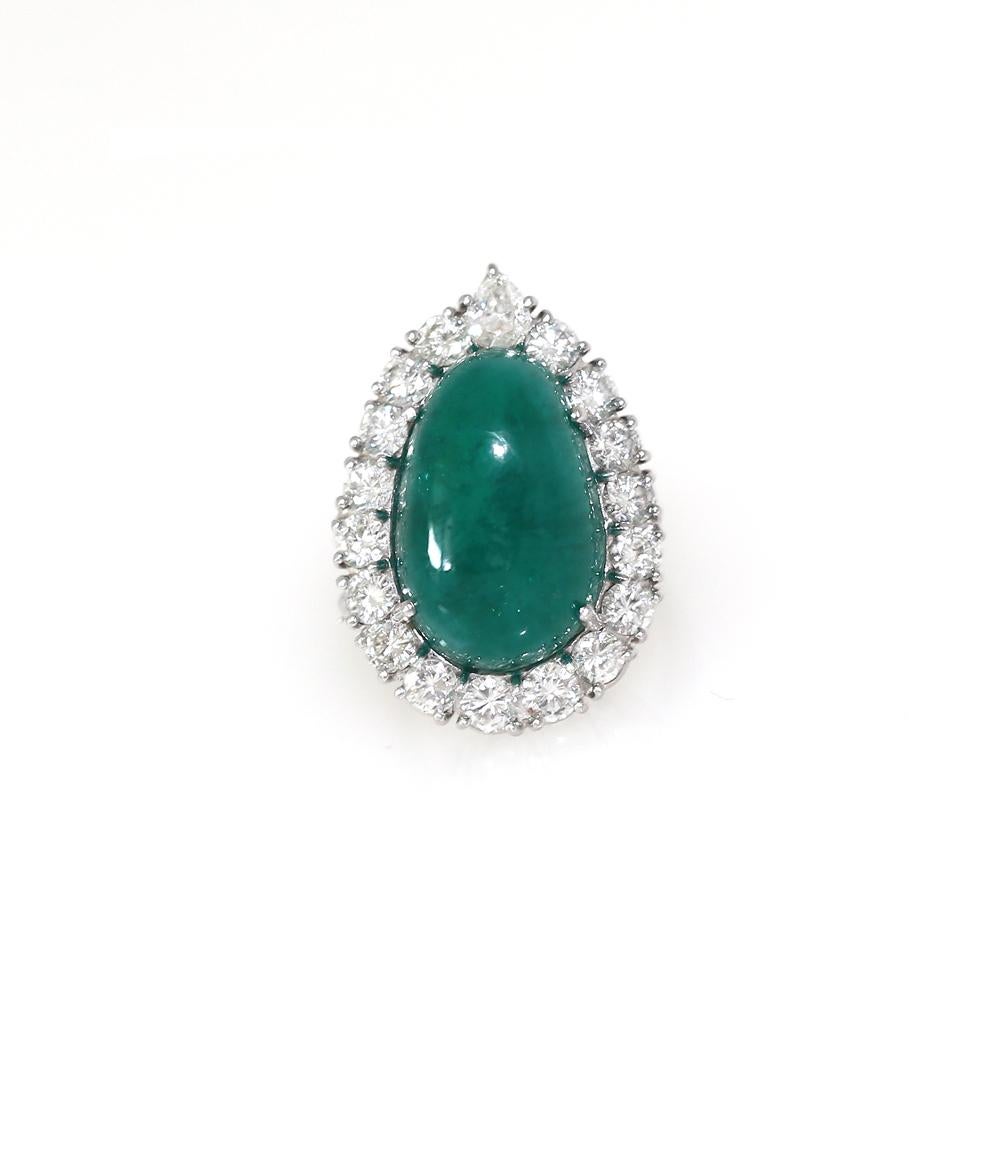 22 Carat Emerald 3 Carat Diamonds Ring Pendant Brooch Transformer Platinum, 1945 3