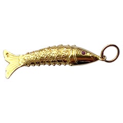 Retro 22ct Gold articulated Fish Pendant
