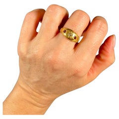 Antique 22ct Gold Birmingham Hallmarked 1920s Ruby & Diamond Star Set 3 Stone Ring