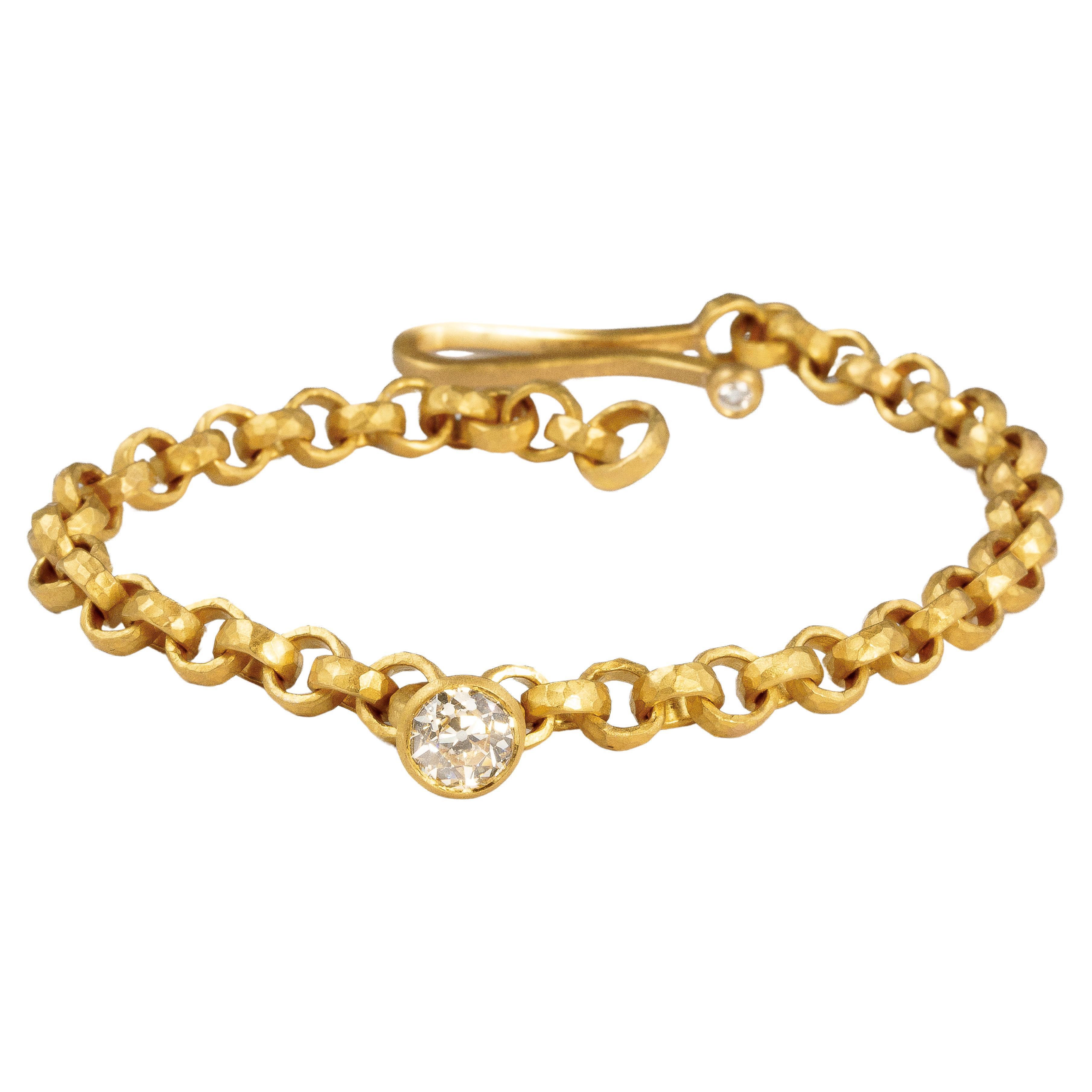 22ct gold handmade link bracelet For Sale