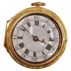 22 Karat Golde geriffelte Repousse-Taschenuhr, John Wyke, Uhrmacher, 1753