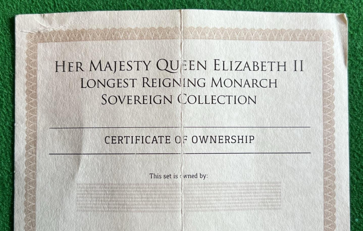 22ct Gold Queen Elizabeth ii 2015 Longest Reigning Monarch 3 Piece Sovereign Set For Sale 7