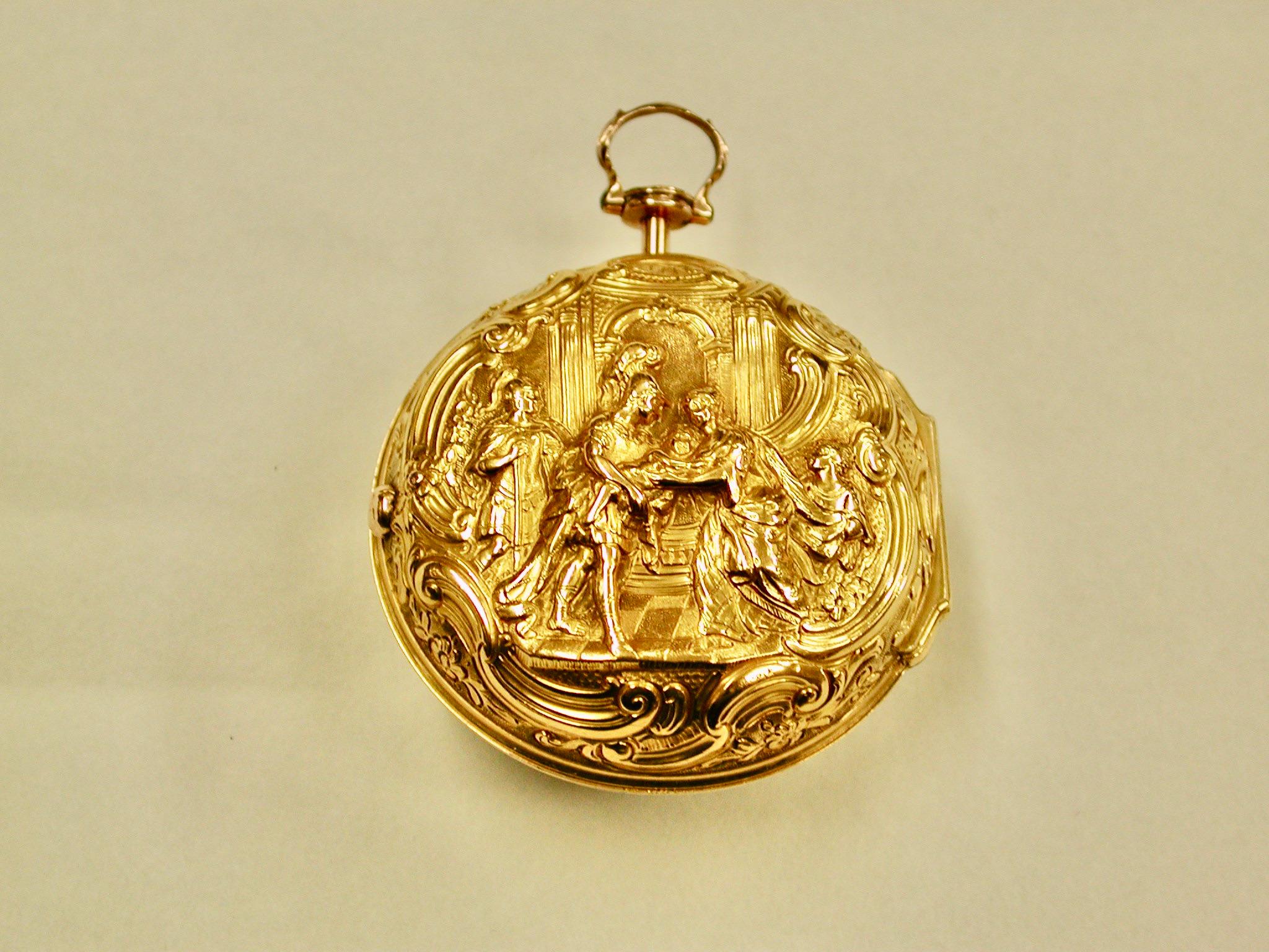 Baroque Fabricant de montres de poche Repousee en or 22 carats avec paire, Thomas Rea, 1769 en vente