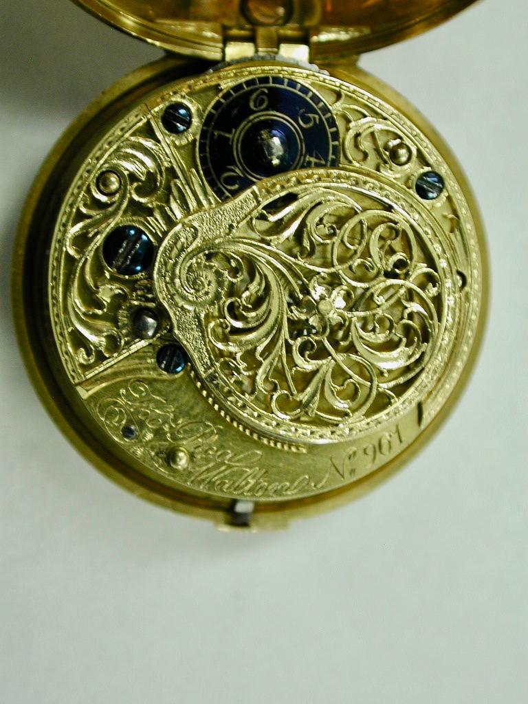22 Karat Gold Repousee Pair-Cased Pocket Watch Maker Thomas Rea 1769 im Angebot 4