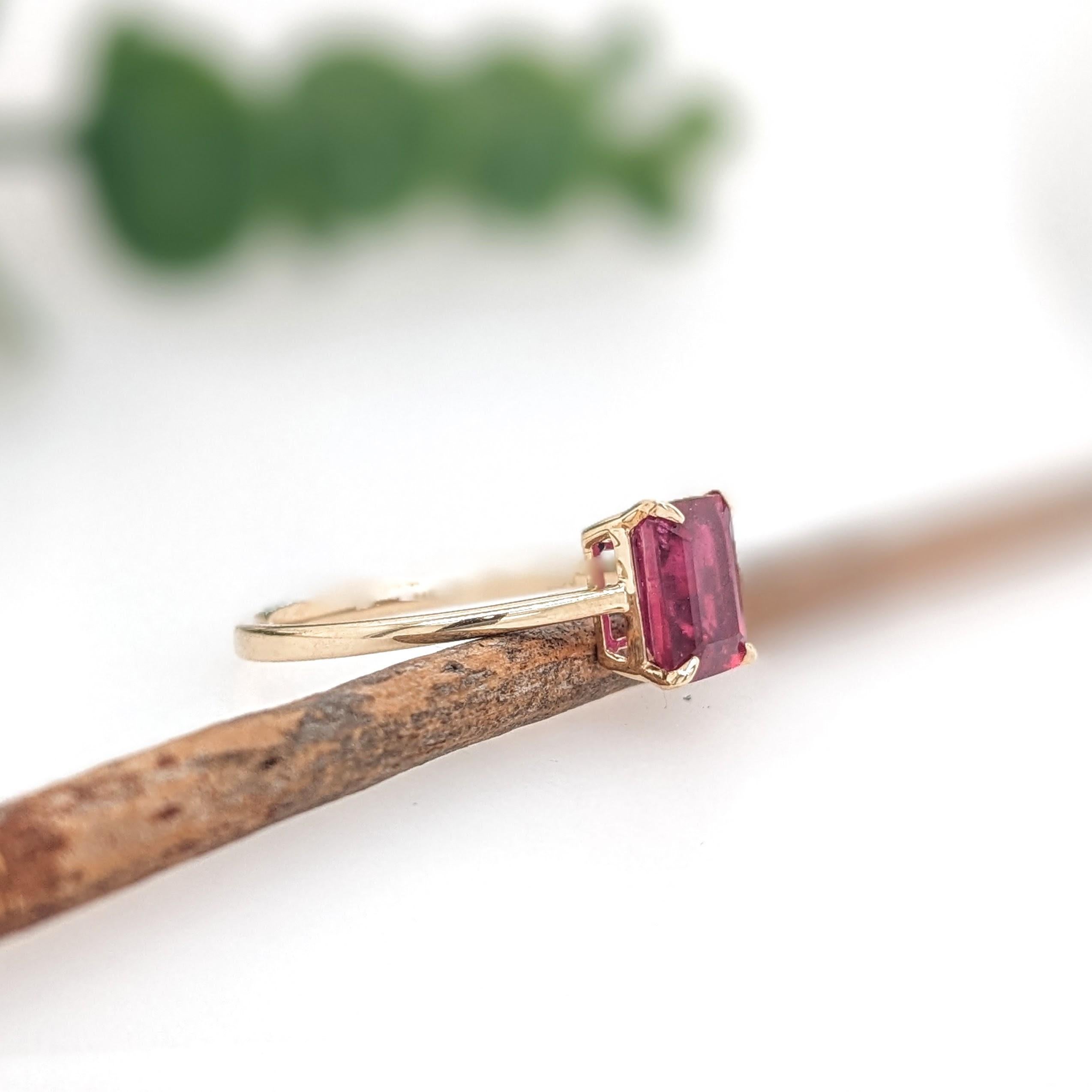 2.2ct Madagascar Ruby Solitaire Ring in Solid 14K Gold  Emerald Cut 7x5mm For Sale 1