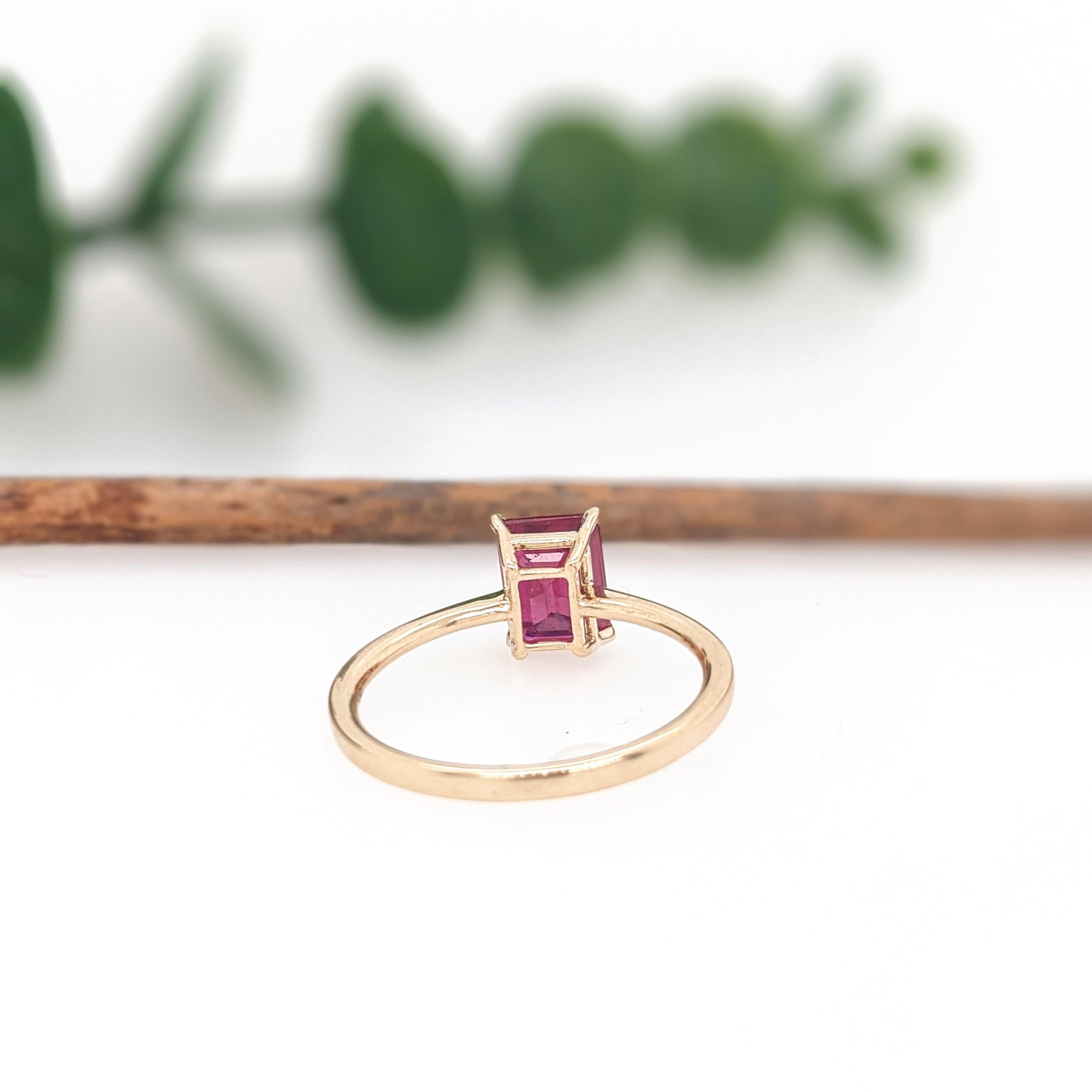 2.2ct Madagascar Ruby Solitaire Ring in Solid 14K Gold  Emerald Cut 7x5mm For Sale 2