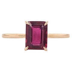 2.2ct Madagascar Ruby Solitaire Ring in Solid 14K Gold  Emerald Cut 7x5mm