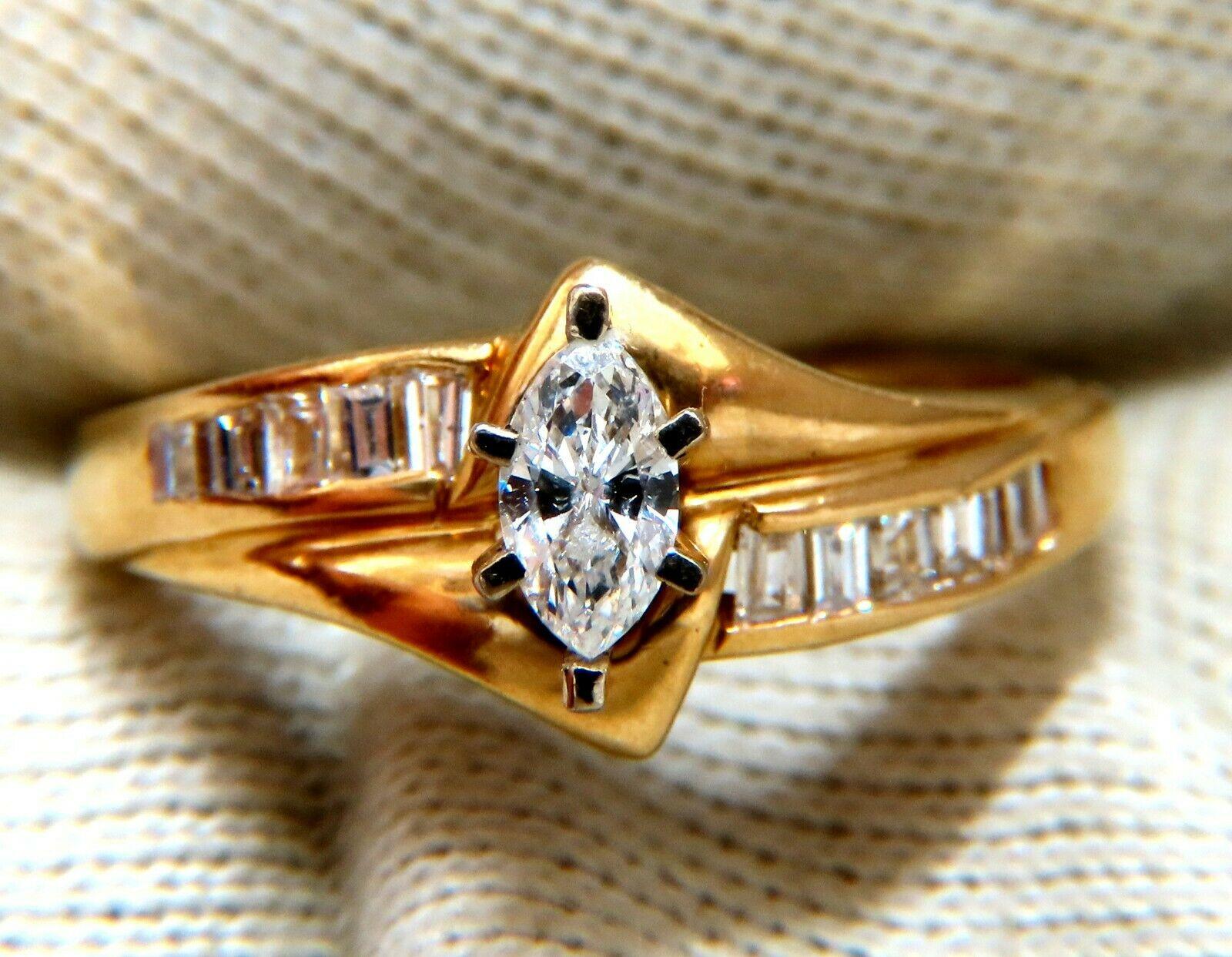 Bague en diamant naturel de taille marquise de 0,22 carat, 14 carats. Élevée au-dessus de Unisexe en vente