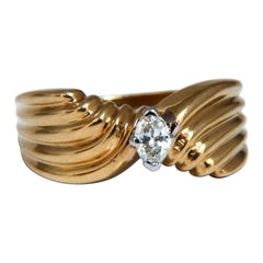 .22ct Natural Marquise Cut Diamond Ring 14kt. Vintage Shrimp