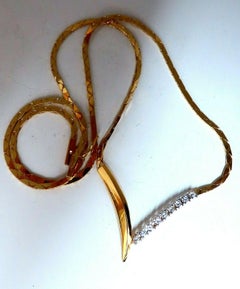 .22 Carat Natural "V" Retro Mod Diamonds Necklace 14 Karat