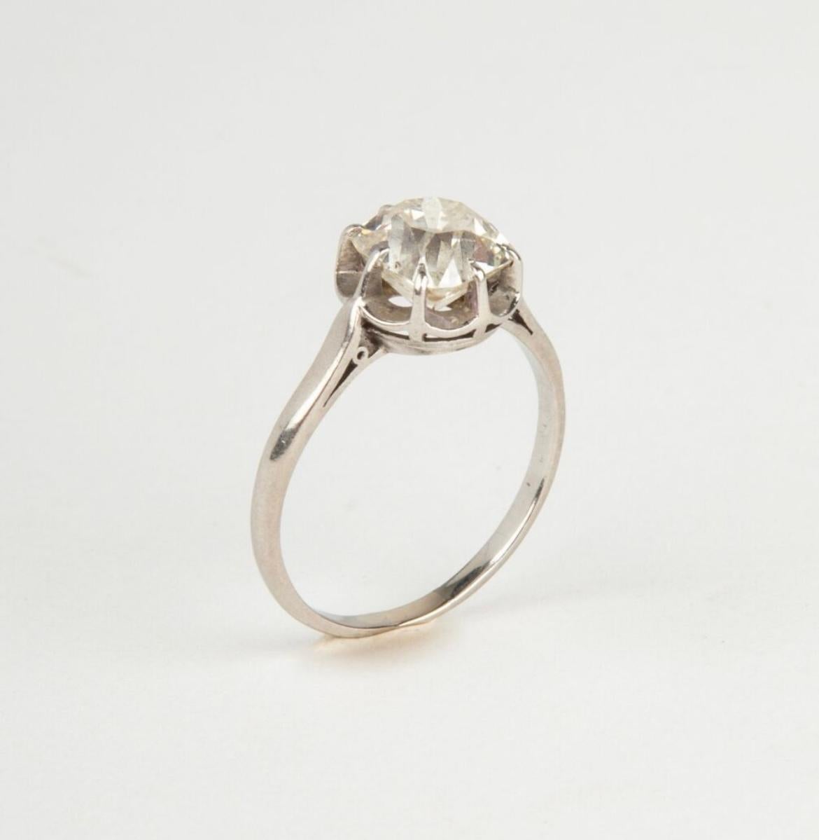 2.2ct Alter Peruzzi-Schliff Diamant Platin Ring (Belle Époque) im Angebot