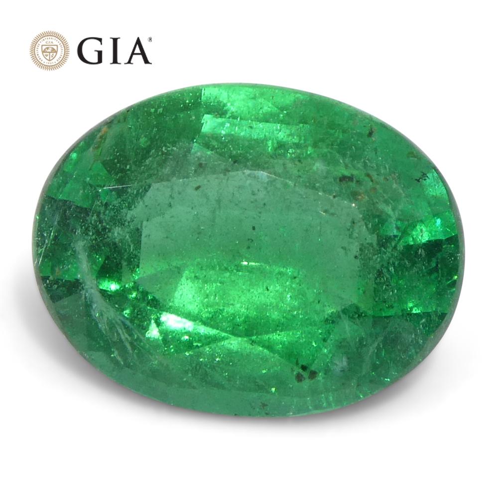 2.2ct Oval Green Emerald GIA Certified Zambia (F1) For Sale 5