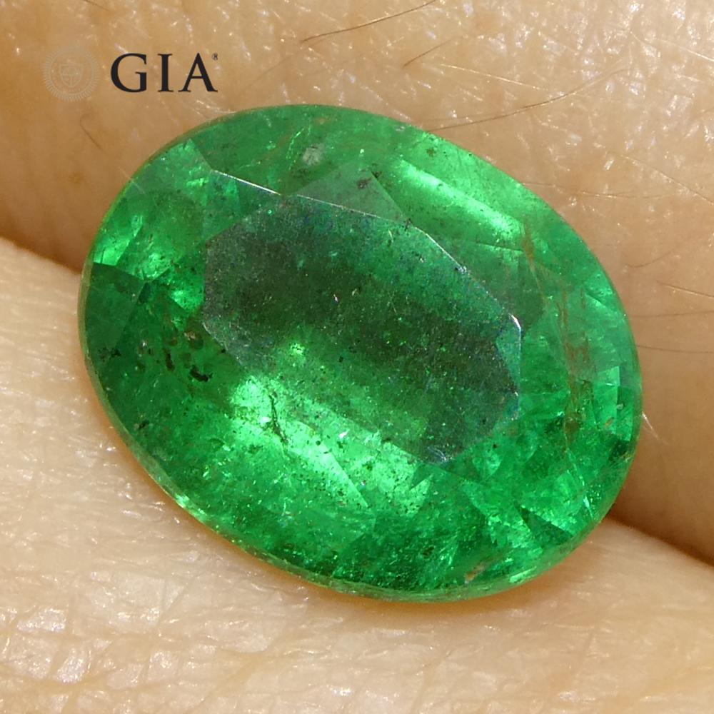 2.2ct Oval Green Emerald GIA Certified Zambia (F1) For Sale 7